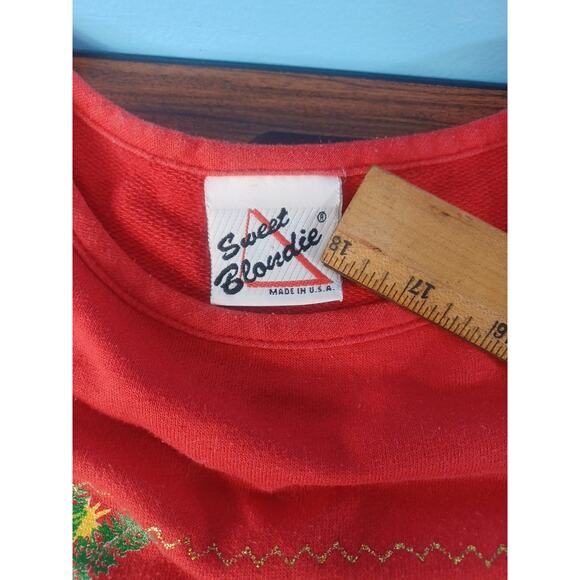 Vintage Sweet Blondie XL Christmas Shirt Teddy Bear Christmas Red Long Sleeve - Picture 8 of 9